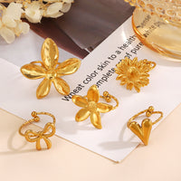 Stainless Steel Flower Ring Love Ring For Women